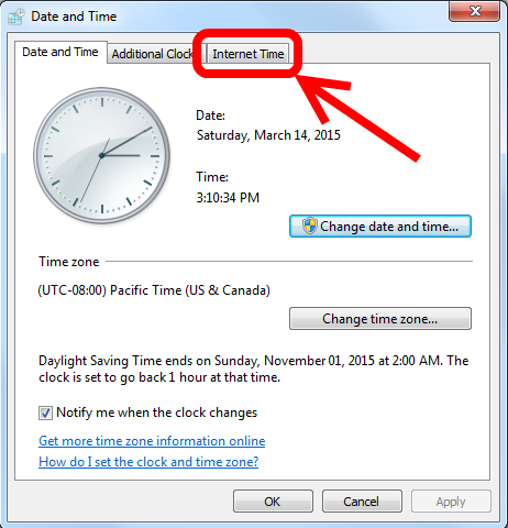 Change Windows Internet Time Server