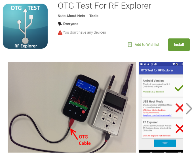 OTG Test For RF Explorer